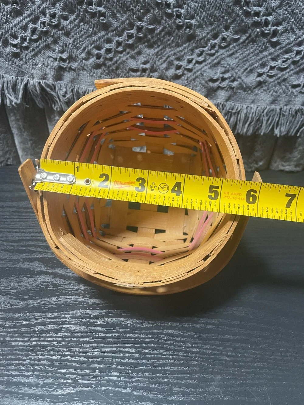 Rare Peterboro Basket Co. 150th Anniversary Wood Hanging Basket Pink Accents
